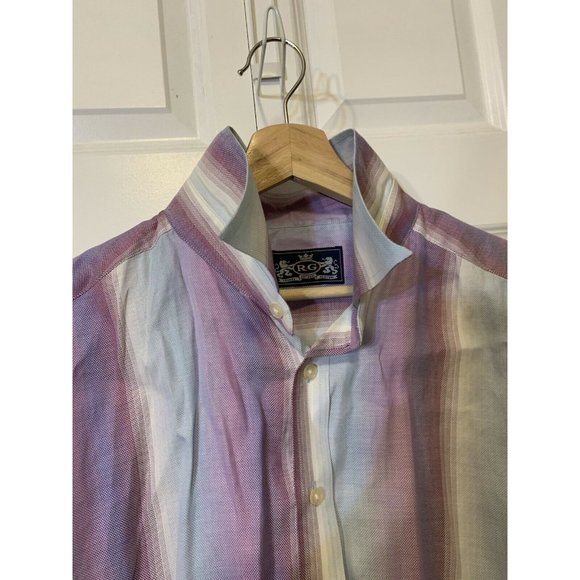 VTG R&G London New York Button Up Men’s Sz 2XL 80’s 90s Vintage Vertical Striped - Picture 6 of 9
